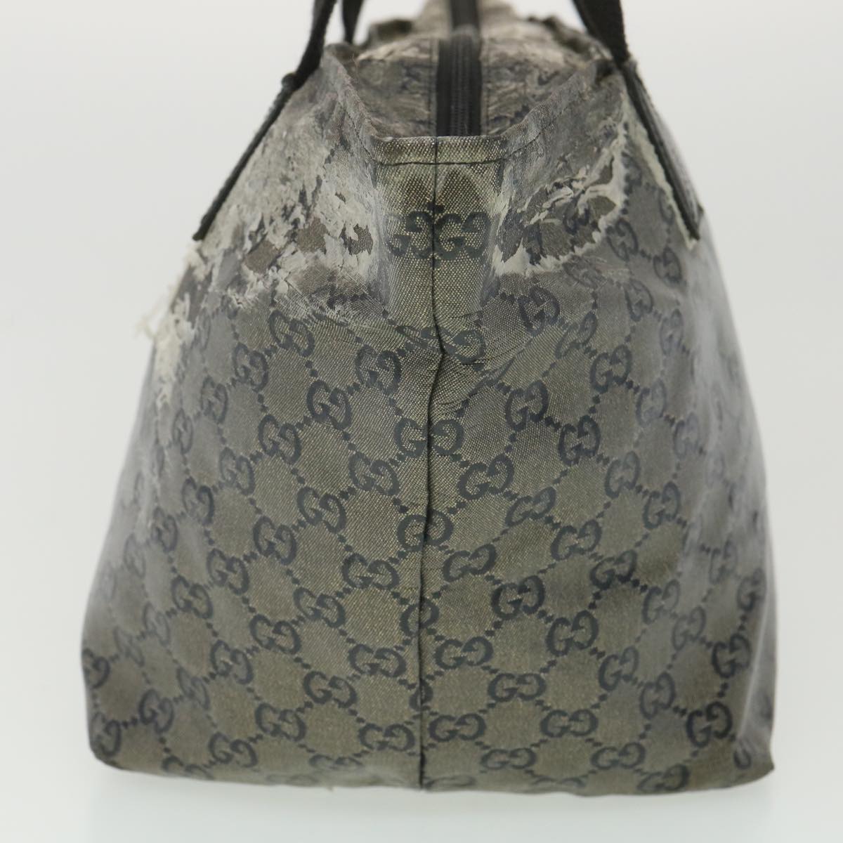 GUCCI GG Canvas Hand Bag Coated Canvas Black Silver 131230 37397