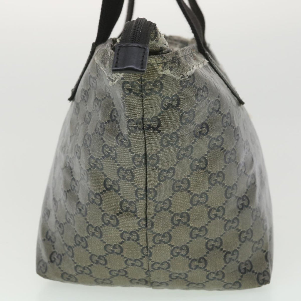 GUCCI GG Canvas Hand Bag Coated Canvas Black Silver 131230 37397