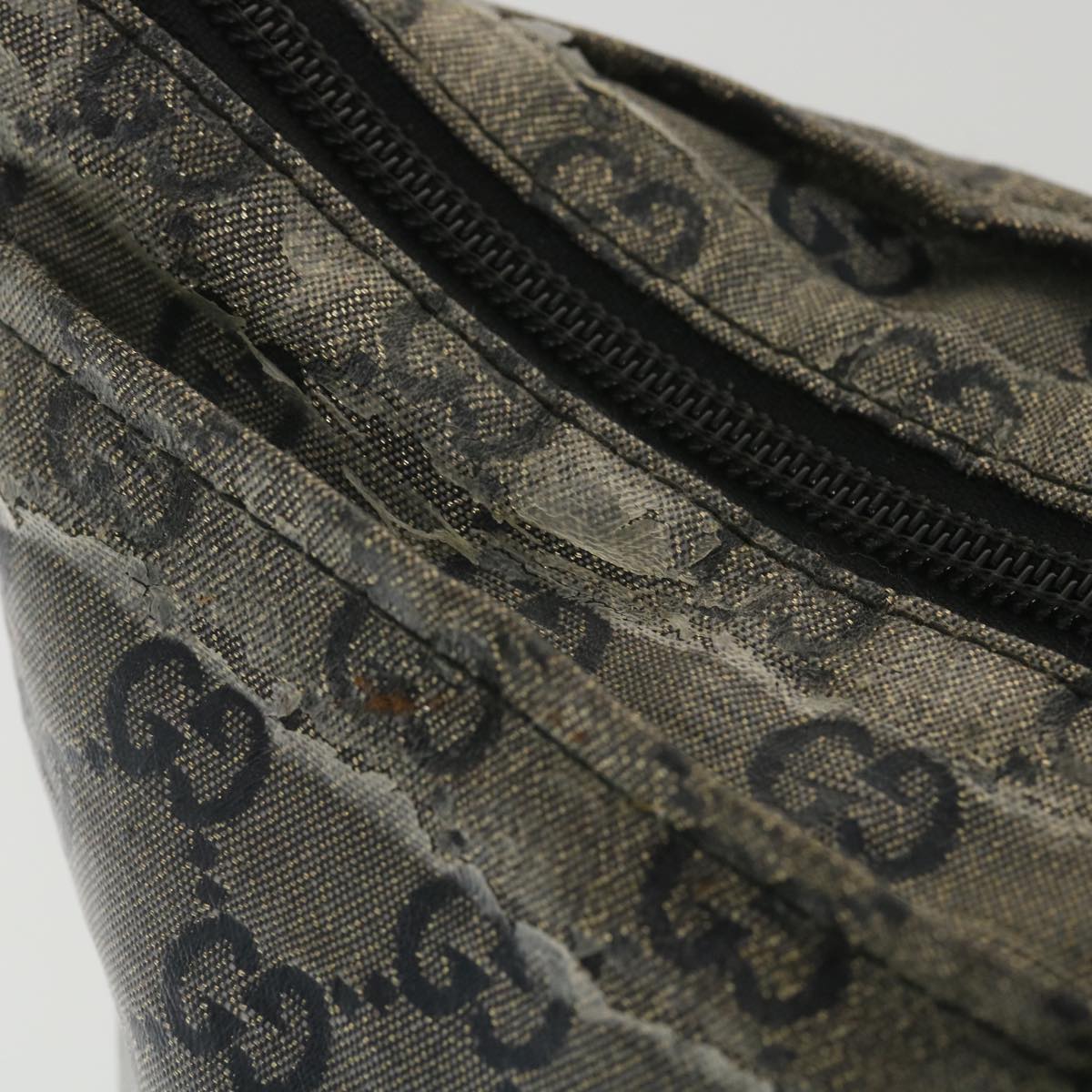 GUCCI GG Canvas Hand Bag Coated Canvas Black Silver 131230 37397