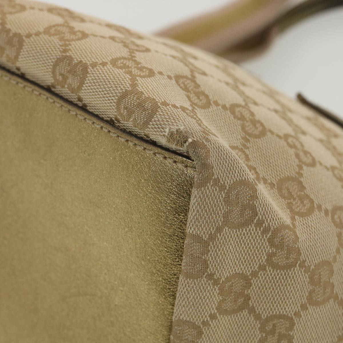 GUCCI Sherry Line GG Canvas Tote Bag Beige Pink Gold 131228 37407
