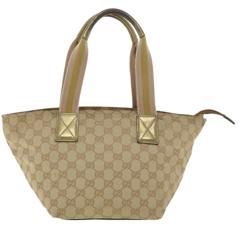 GUCCI Sherry Line GG Canvas Tote Bag Beige Pink Gold 131228 37407