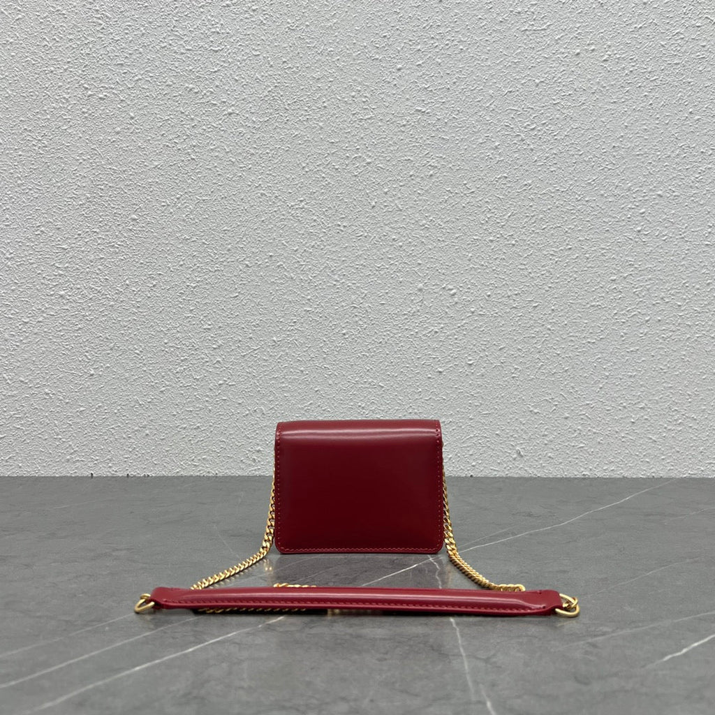 GLAMI Card Holder On Chain Triomphe Red For Women 4in/11cm 10J743DPV.27VD