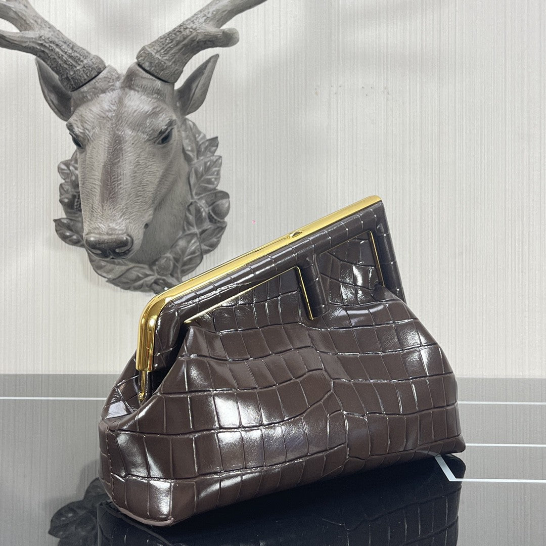 FI First Small Gray CrocoGLAMIle Bag For Woman 26cm/10in