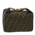 FENDI Zucca Canvas Vanity Cosmetic Pouch Black Brown 37617