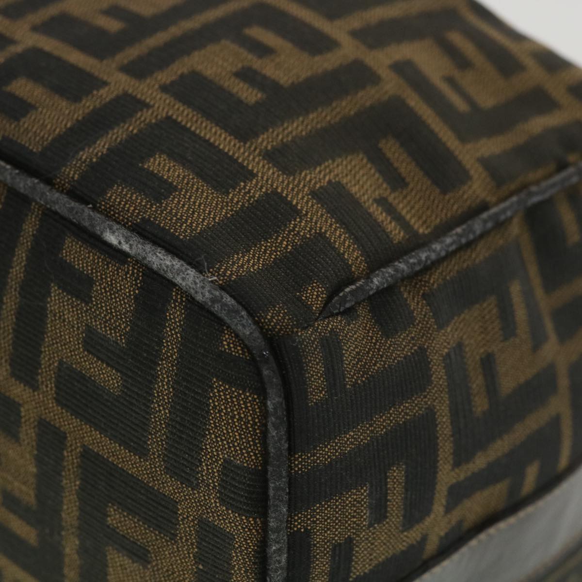 FENDI Zucca Canvas Vanity Cosmetic Pouch Black Brown 37617