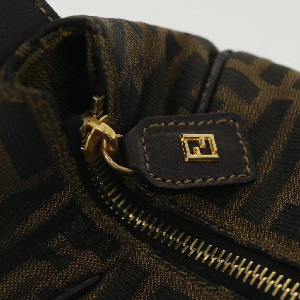 FENDI Zucca Canvas Vanity Cosmetic Pouch Black Brown 37617