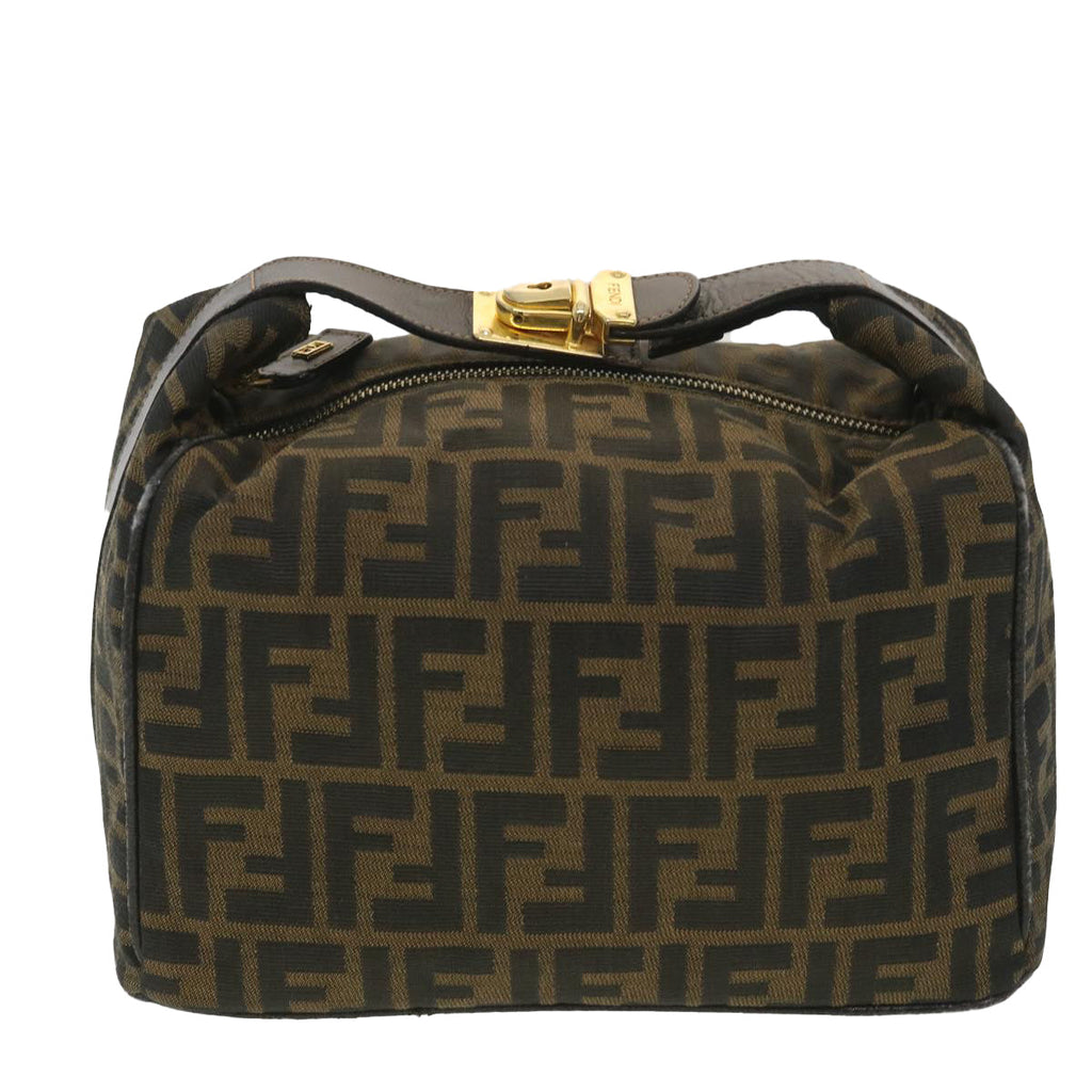 FENDI Zucca Canvas Vanity Cosmetic Pouch Black Brown 37617