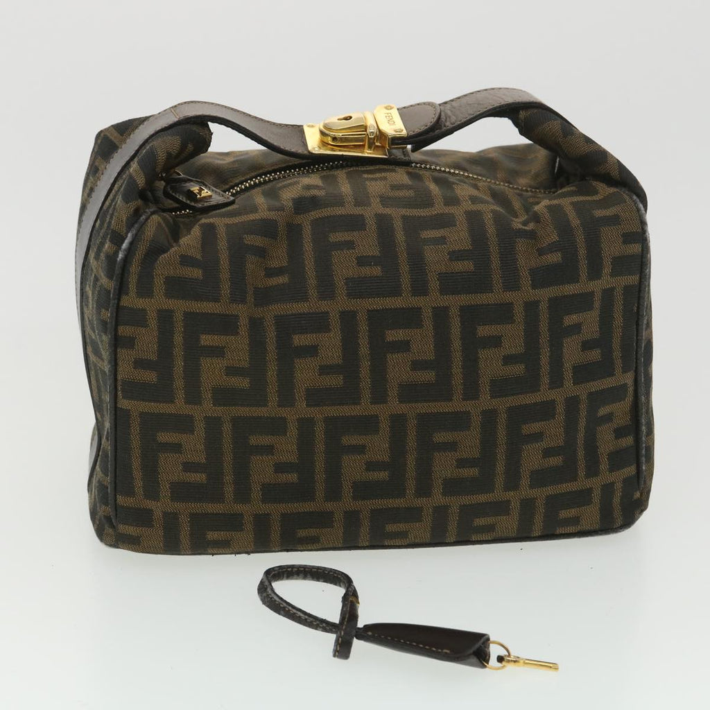 FENDI Zucca Canvas Vanity Cosmetic Pouch Black Brown 37617