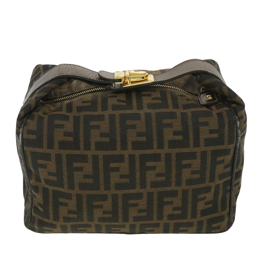 FENDI Zucca Canvas Vanity Cosmetic Pouch Black Brown 37617
