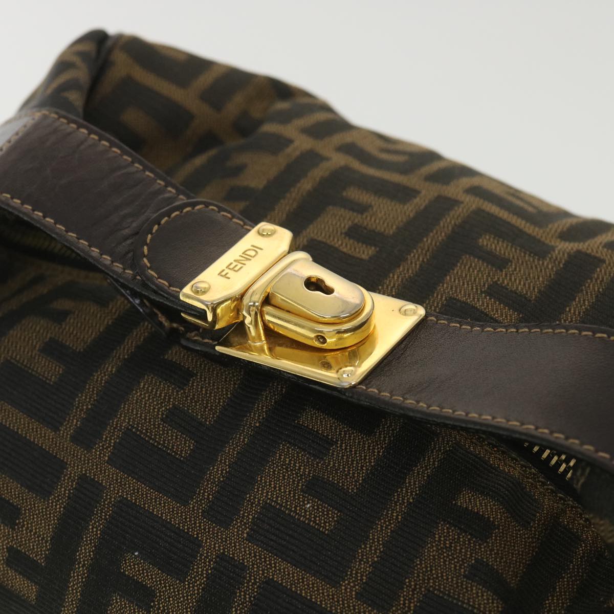 FENDI Zucca Canvas Vanity Cosmetic Pouch Black Brown 37617