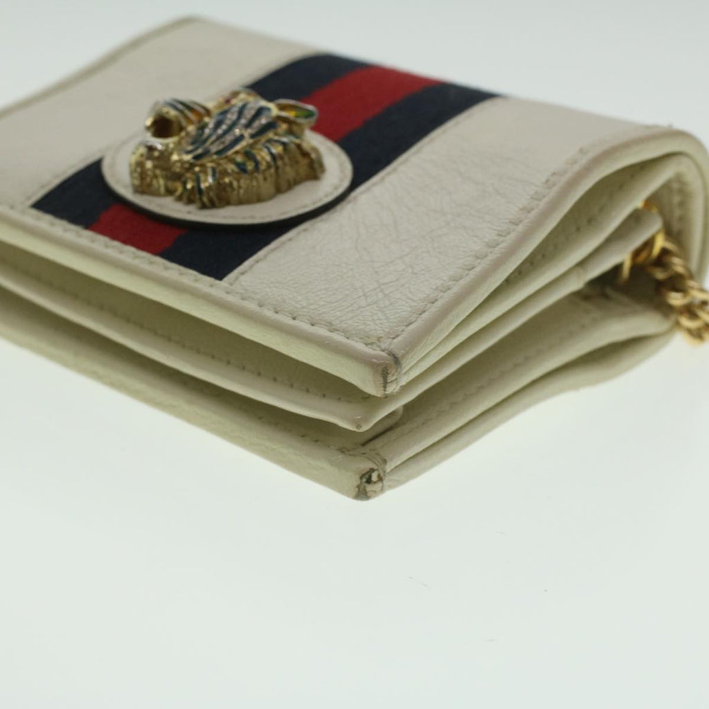 GUCCI Sherry Line Chain wallet Bifold Wallet Leather Red Navy 573790 37675