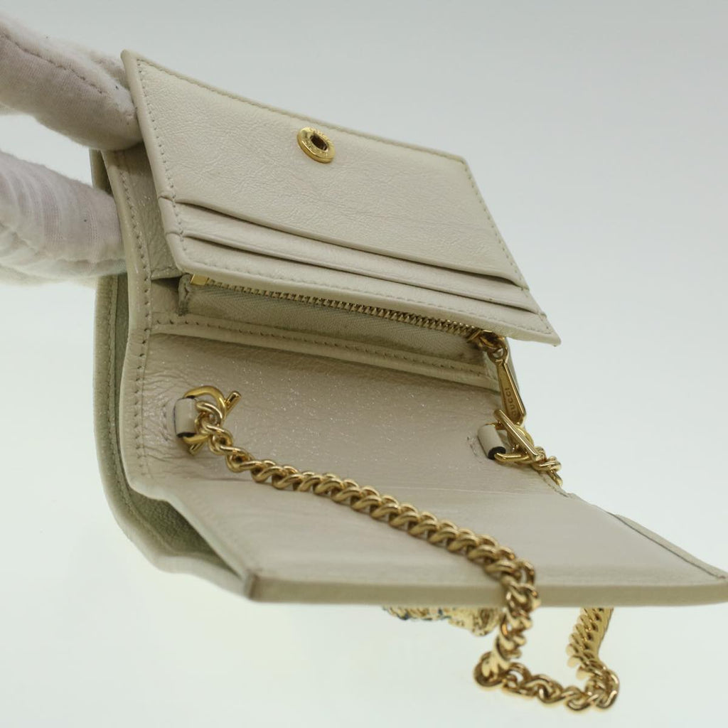 GUCCI Sherry Line Chain wallet Bifold Wallet Leather Red Navy 573790 37675