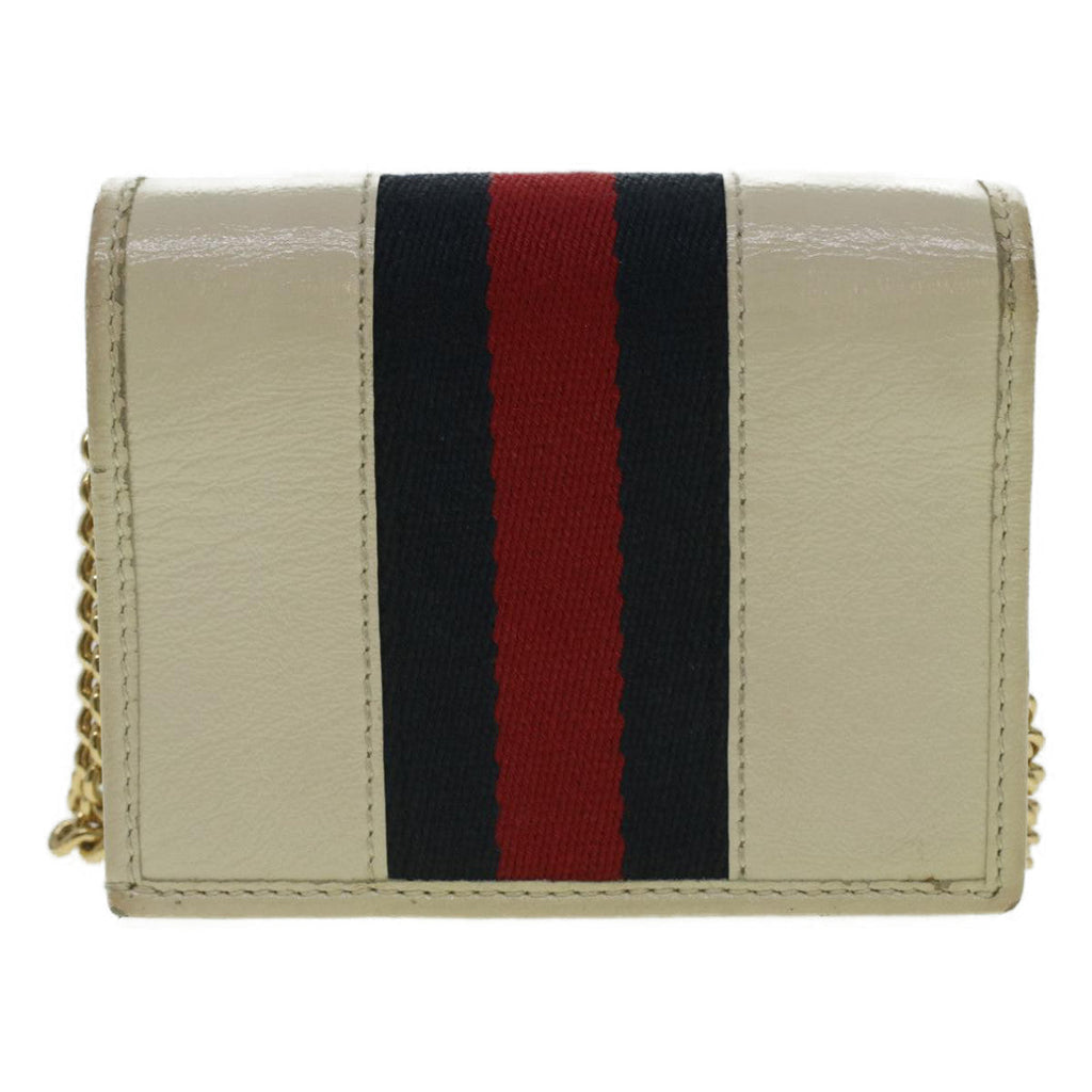 GUCCI Sherry Line Chain wallet Bifold Wallet Leather Red Navy 573790 37675