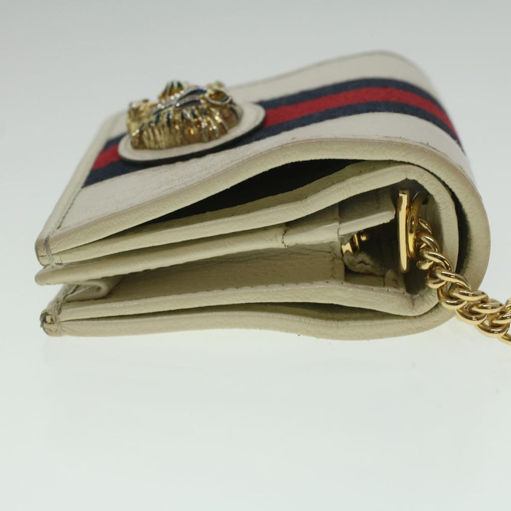GUCCI Sherry Line Chain wallet Bifold Wallet Leather Red Navy 573790 37675