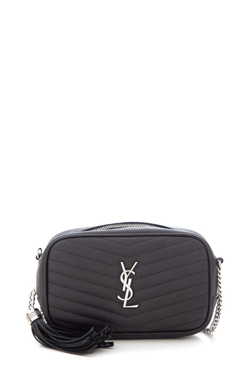 Saint Laurent Black Lou Mini Chevron Cross-Body