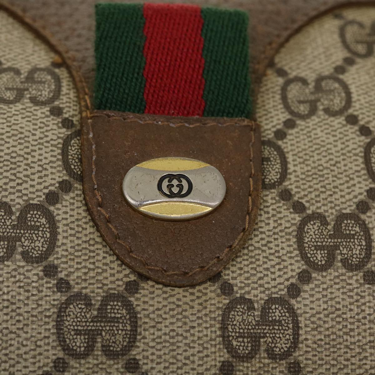 GUCCI GG Canvas Web Sherry Line Boston Bag Beige Red Green 69.02.007 37707