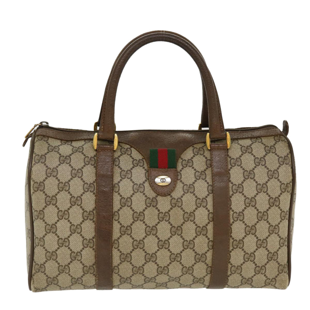 GUCCI GG Canvas Web Sherry Line Boston Bag Beige Red Green 69.02.007 37707