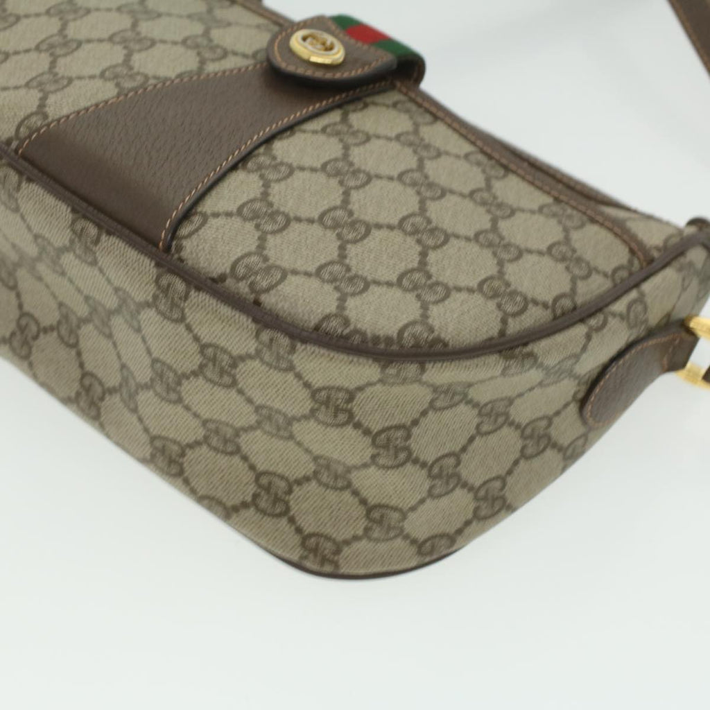 GUCCI GG Canvas Web Sherry Line Shoulder Bag Beige Red 89.02.032 37708