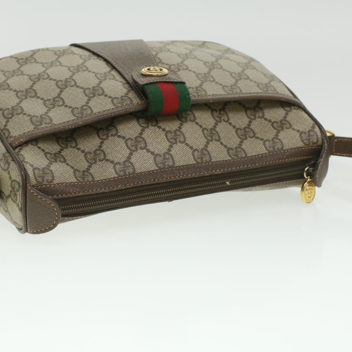 GUCCI GG Canvas Web Sherry Line Shoulder Bag Beige Red 89.02.032 37708