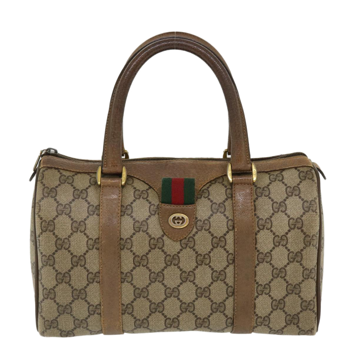 GUCCI GG Canvas Web Sherry Line Boston Bag Beige Red Green 40.02.006 37712