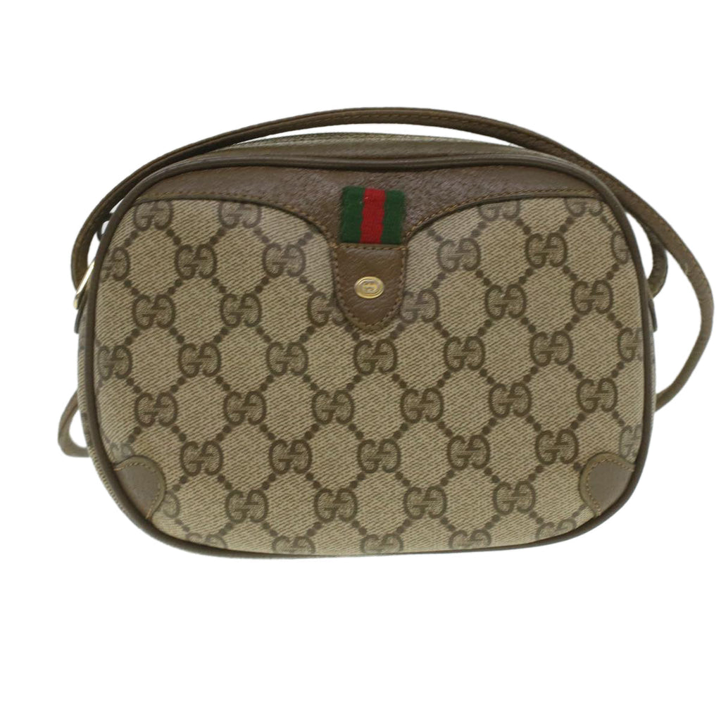 GUCCI GG Canvas Web Sherry Line Shoulder Bag Beige Red 89.02.066 37720