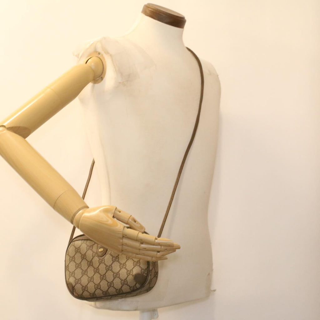 GUCCI GG Canvas Web Sherry Line Shoulder Bag Beige Red 89.02.066 37720