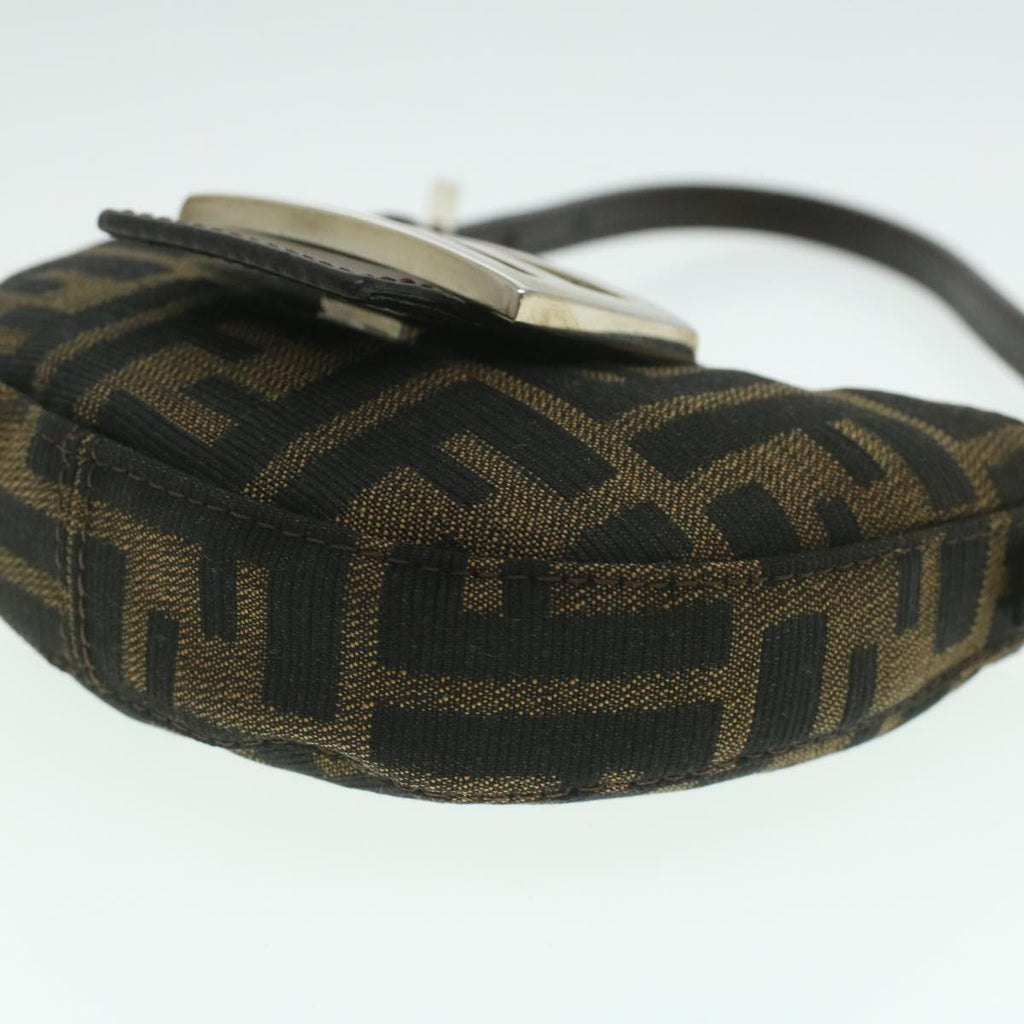 FENDI Zucca Canvas Mamma Baguette Pouch Black Brown 37728A