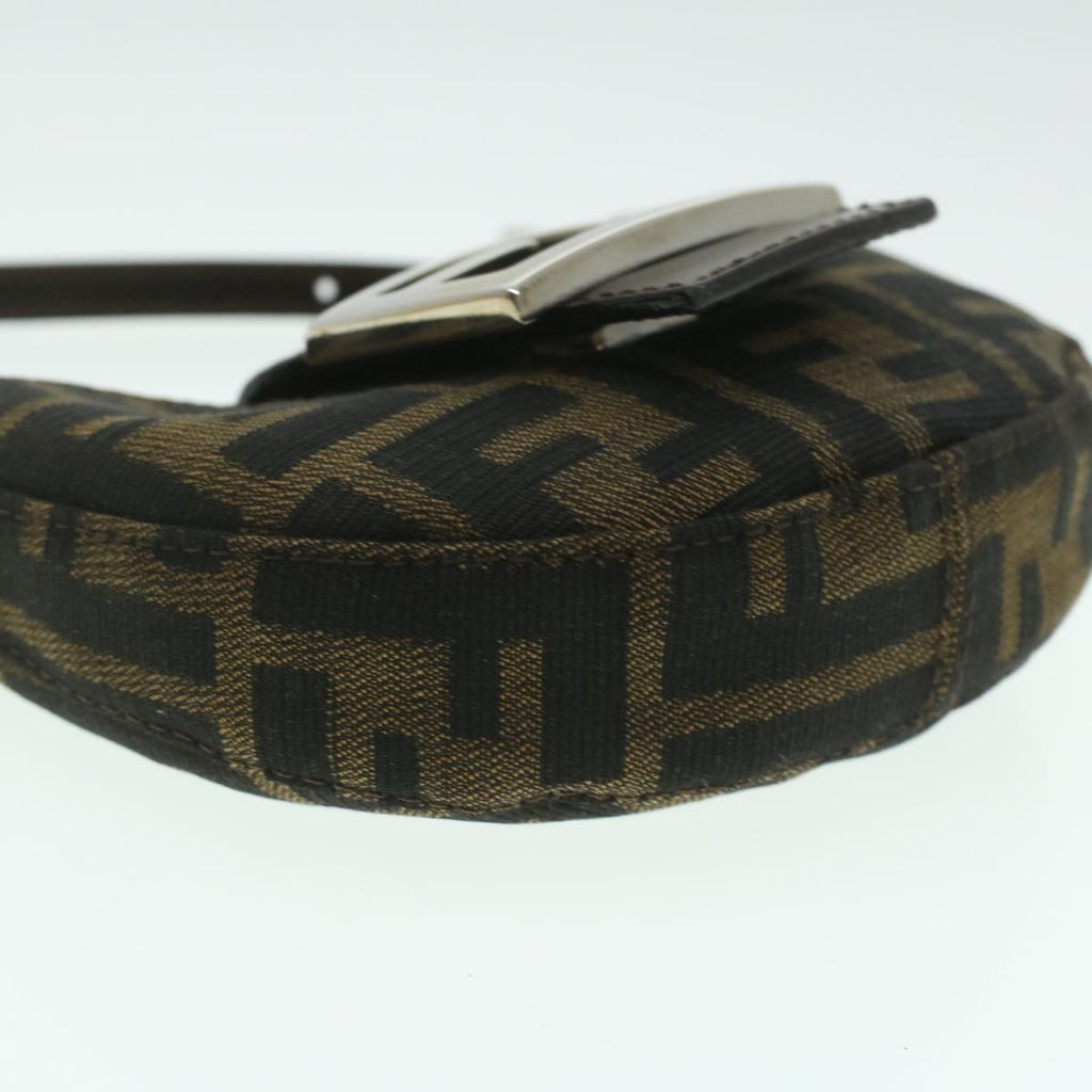 FENDI Zucca Canvas Mamma Baguette Pouch Black Brown 37728A
