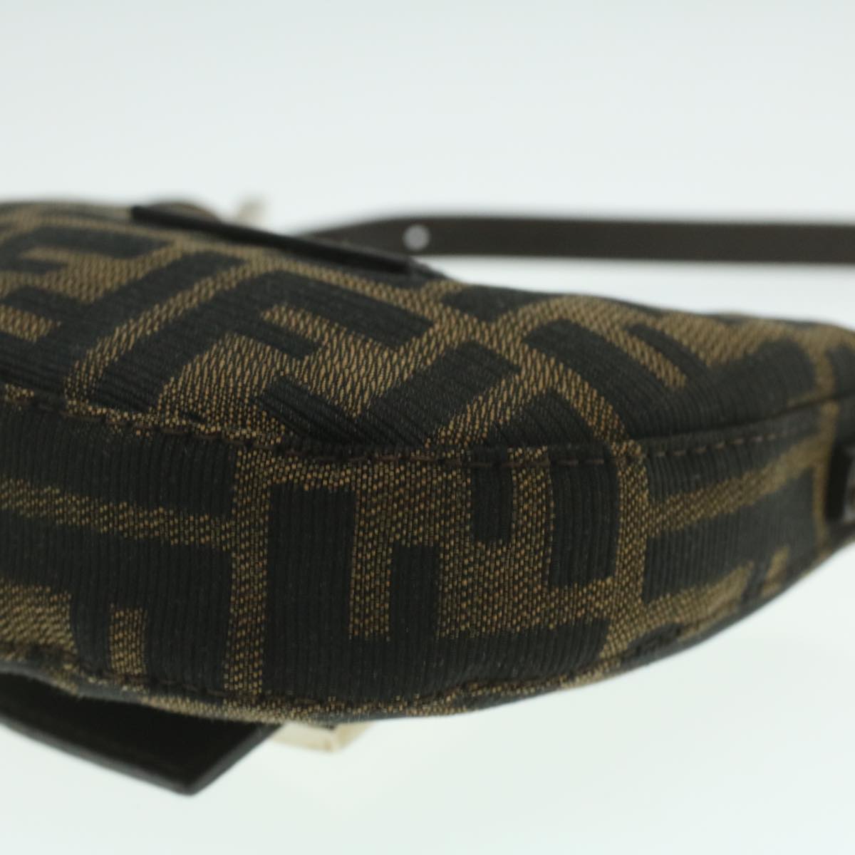 FENDI Zucca Canvas Mamma Baguette Pouch Black Brown 37728A