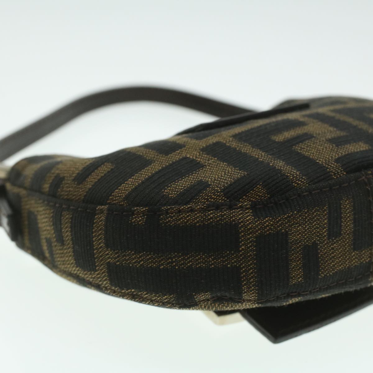 FENDI Zucca Canvas Mamma Baguette Pouch Black Brown 37728A
