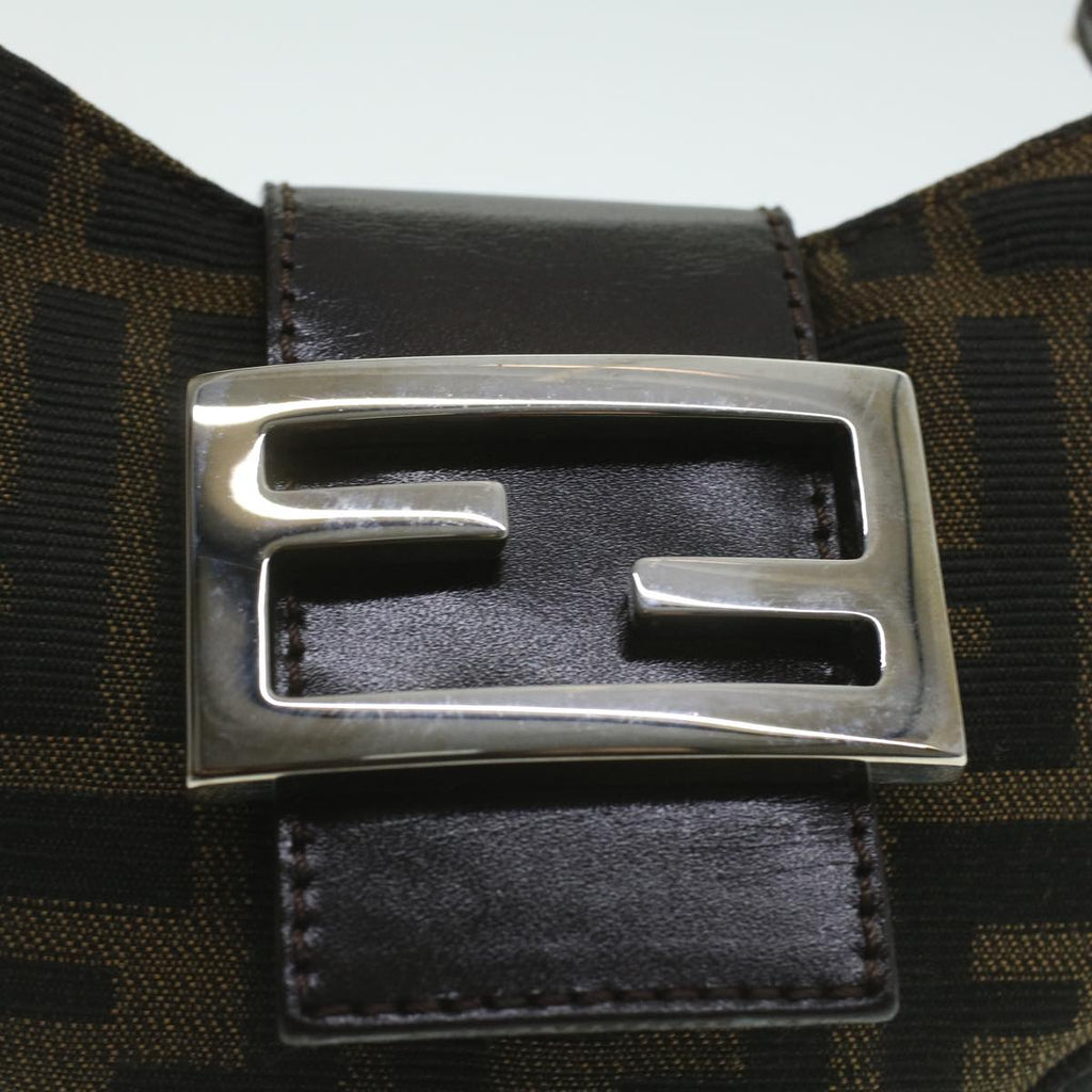 FENDI Zucca Canvas Mamma Baguette Pouch Black Brown 37728A