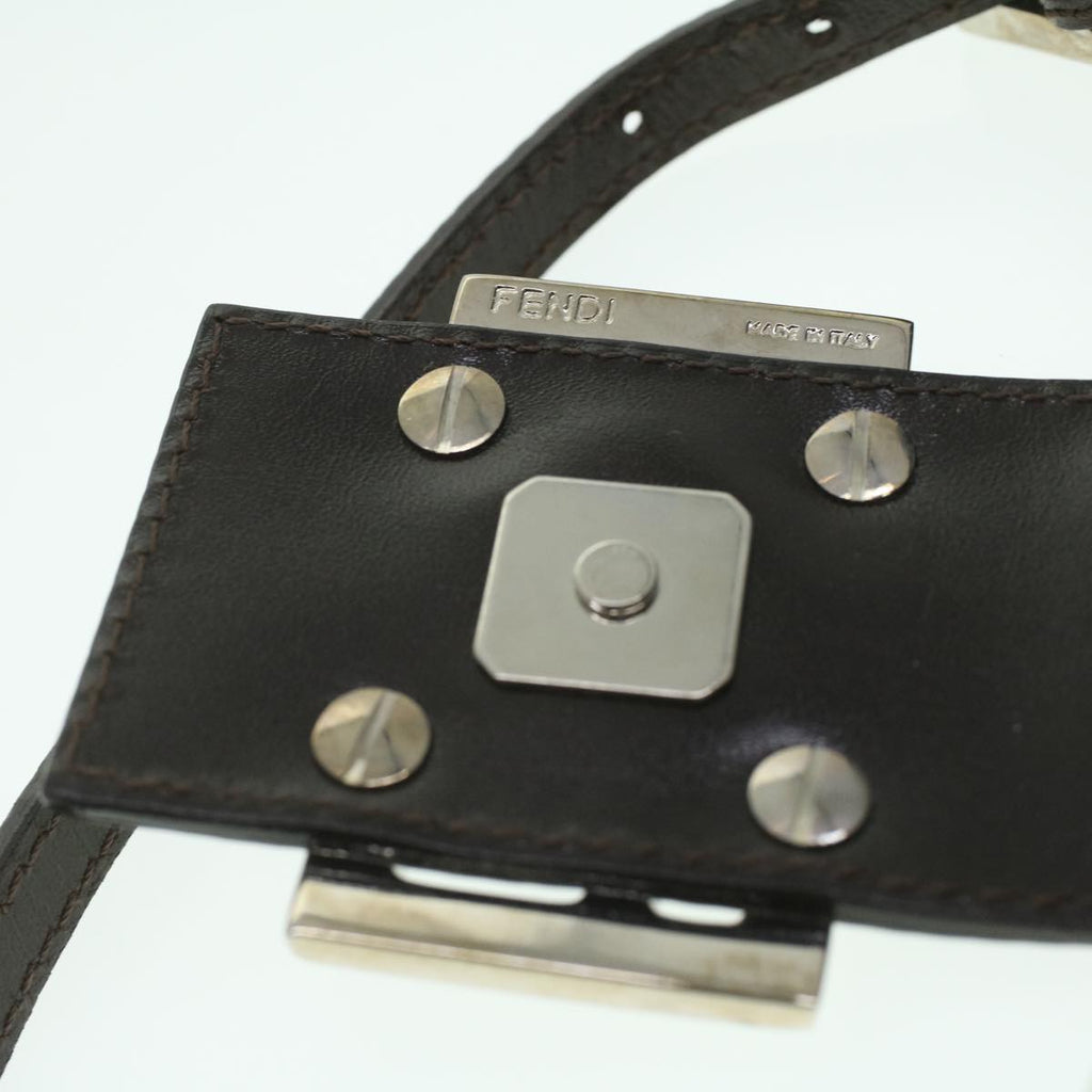 FENDI Zucca Canvas Mamma Baguette Pouch Black Brown 37728A
