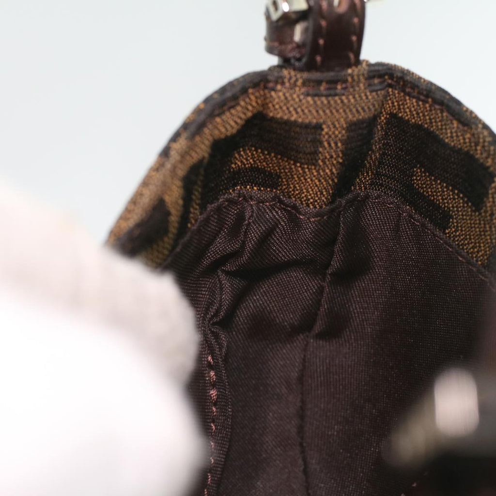 FENDI Zucca Canvas Mamma Baguette Pouch Black Brown 37728A