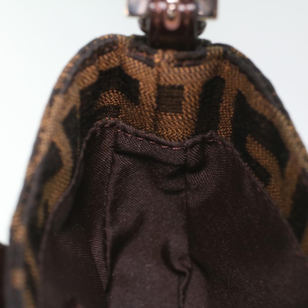 FENDI Zucca Canvas Mamma Baguette Pouch Black Brown 37728A