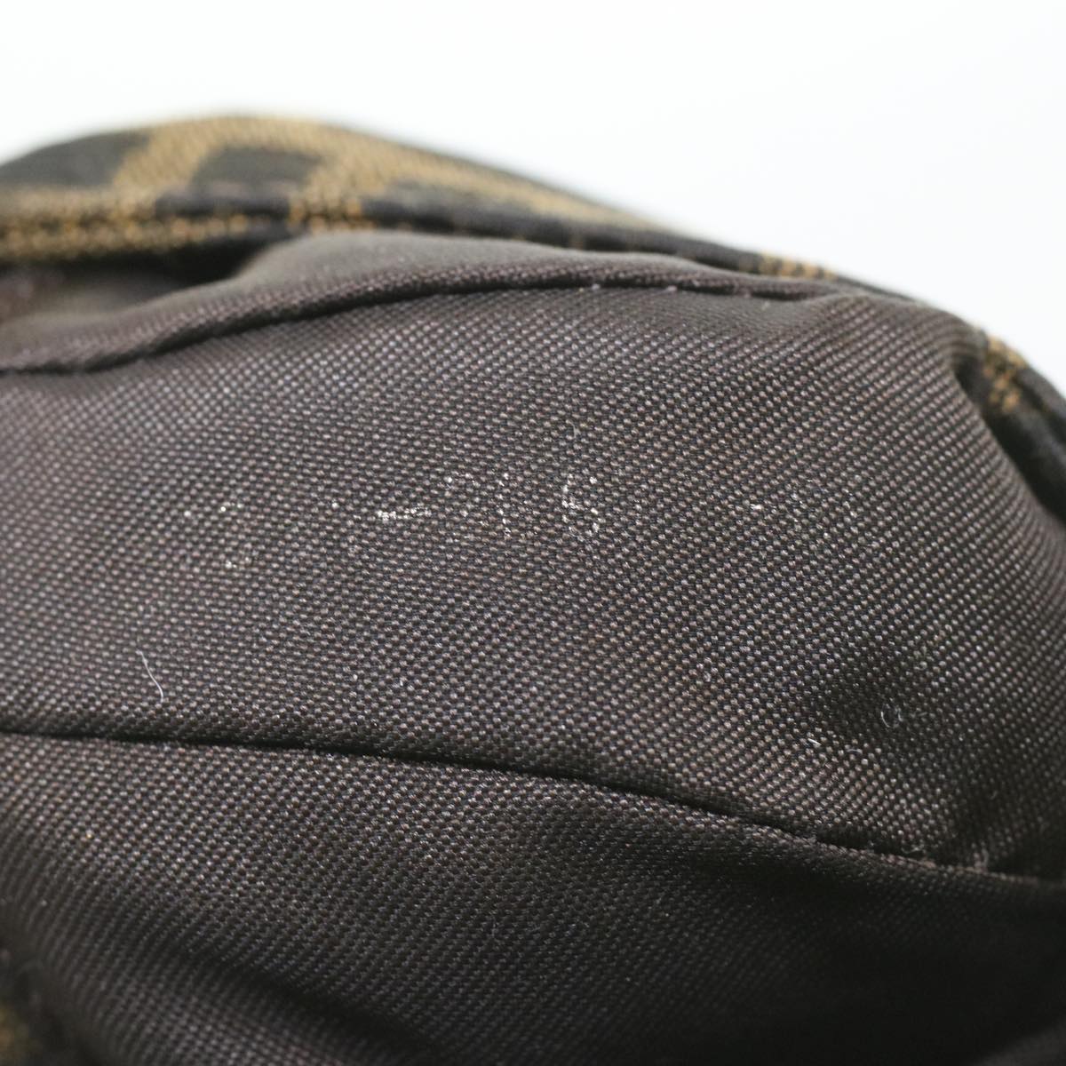 FENDI Zucca Canvas Mamma Baguette Pouch Black Brown 37728A