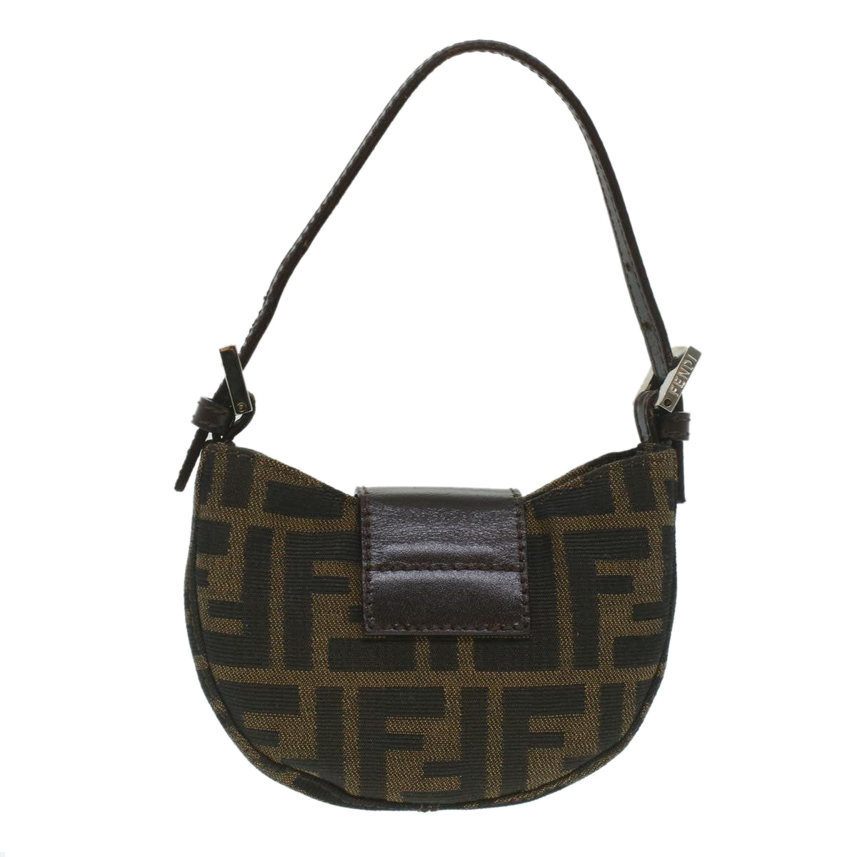 FENDI Zucca Canvas Mamma Baguette Pouch Black Brown 37728A