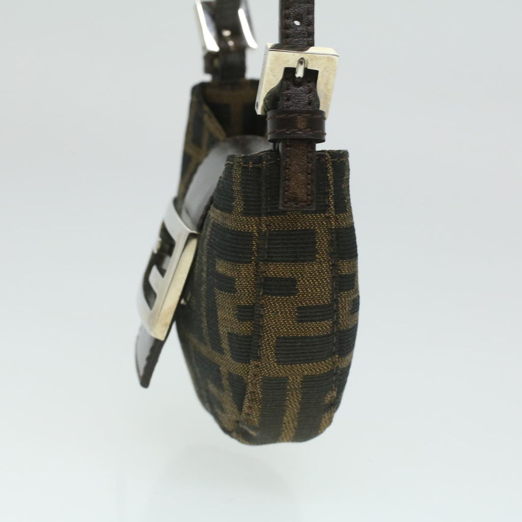 FENDI Zucca Canvas Mamma Baguette Pouch Black Brown 37728A