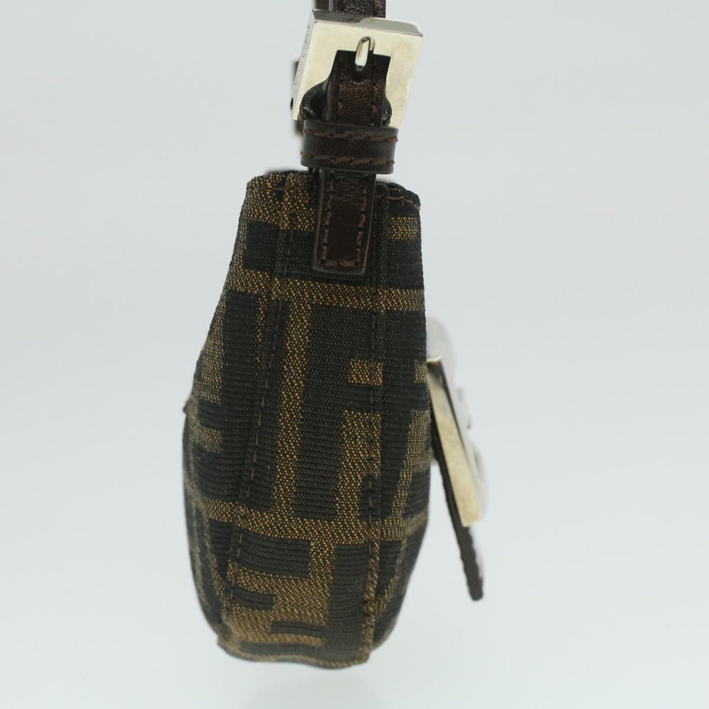FENDI Zucca Canvas Mamma Baguette Pouch Black Brown 37728A