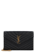 BLACK CASSANDRE WALLET WITH GOLD CHAIN
