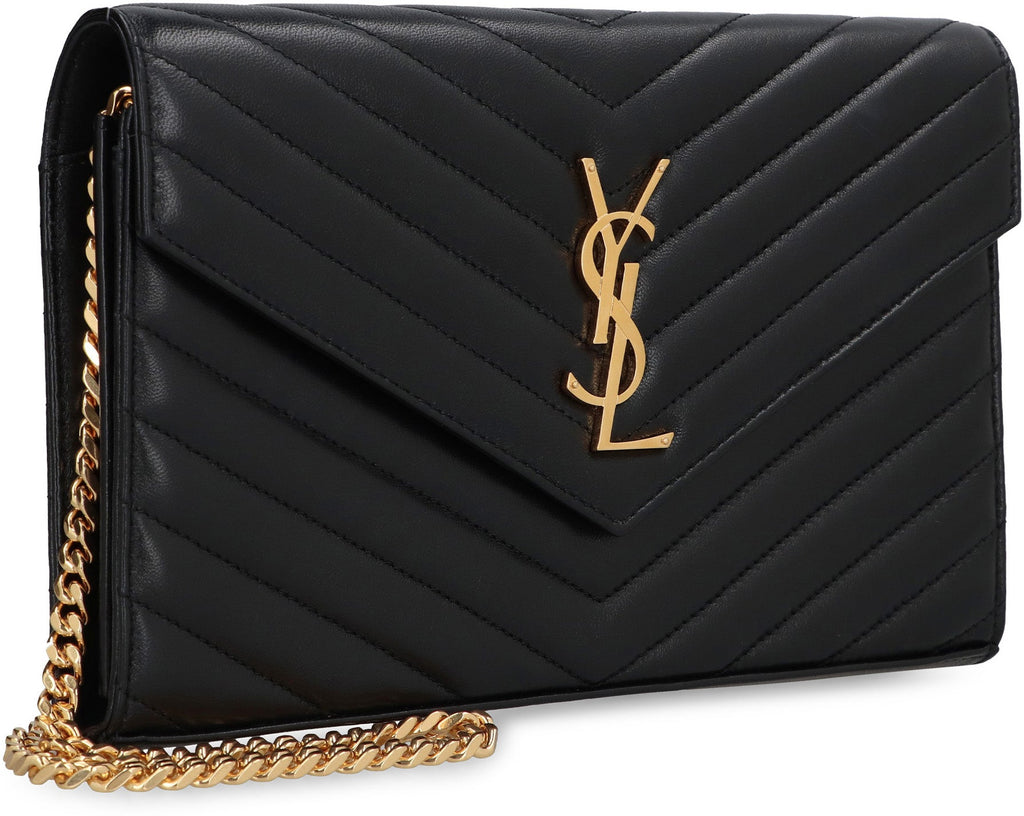 BLACK CASSANDRE WALLET WITH GOLD CHAIN