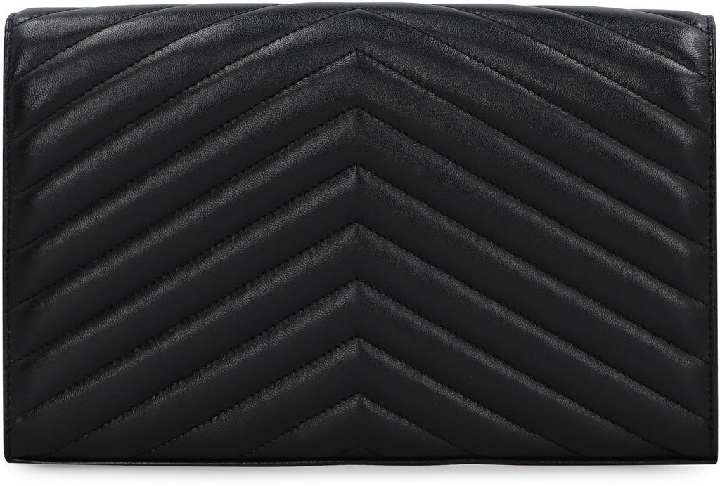 BLACK CASSANDRE WALLET WITH GOLD CHAIN