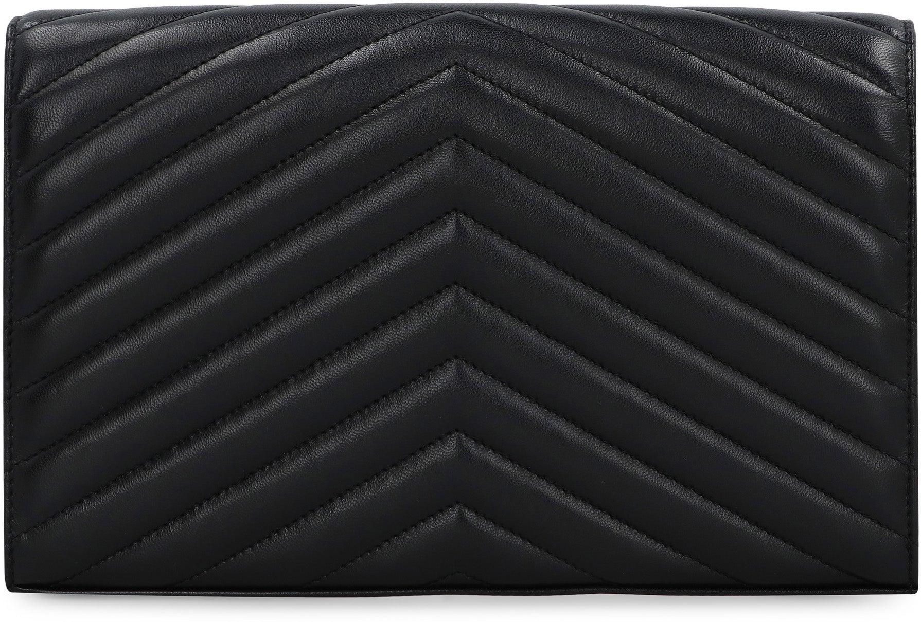 BLACK CASSANDRE WALLET WITH GOLD CHAIN
