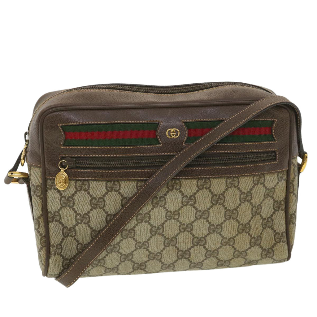 GUCCI GG Canvas Web Sherry Line Shoulder Bag Beige Red Green 001.113 37792