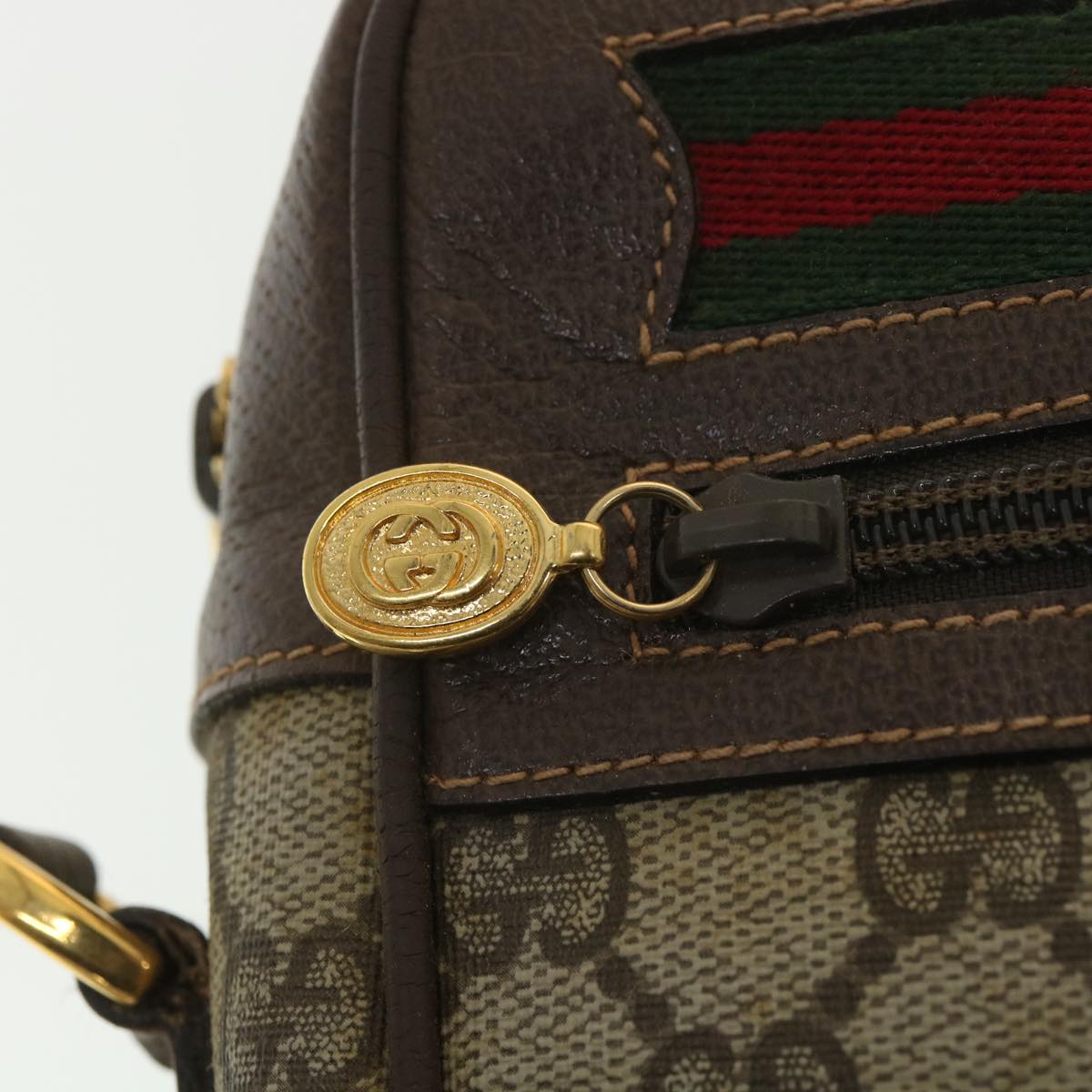 GUCCI GG Canvas Web Sherry Line Shoulder Bag Beige Red Green 001.113 37792