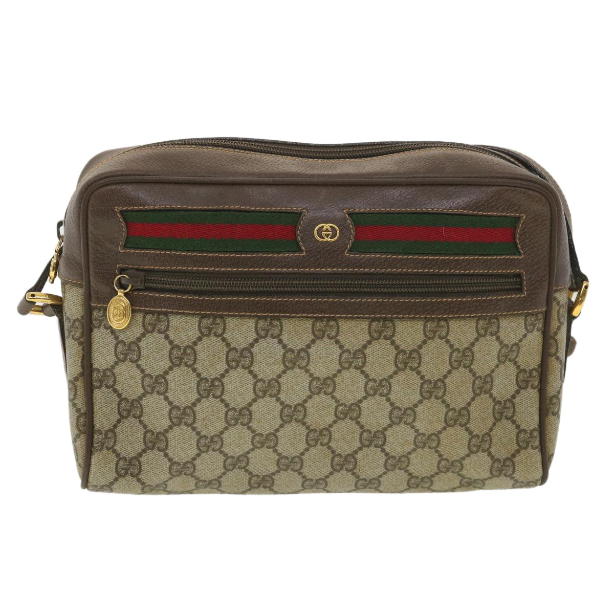 GUCCI GG Canvas Web Sherry Line Shoulder Bag Beige Red Green 001.113 37792