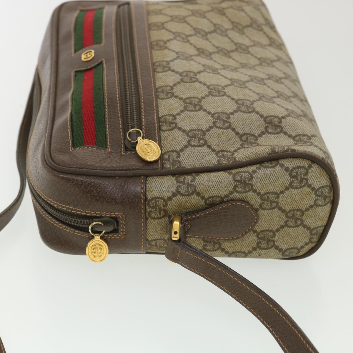 GUCCI GG Canvas Web Sherry Line Shoulder Bag Beige Red Green 001.113 37792