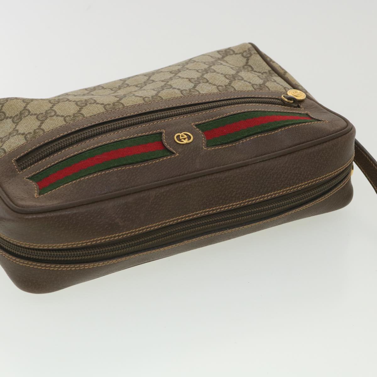 GUCCI GG Canvas Web Sherry Line Shoulder Bag Beige Red Green 001.113 37792