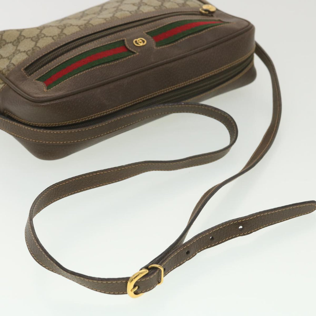 GUCCI GG Canvas Web Sherry Line Shoulder Bag Beige Red Green 001.113 37792