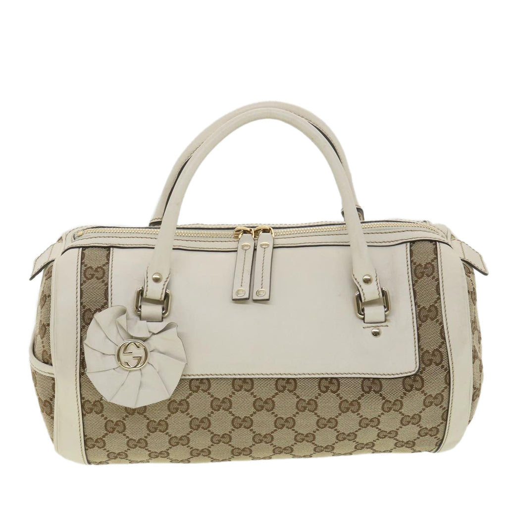 GUCCI GG Canvas Hand Bag Beige White 189825 37810