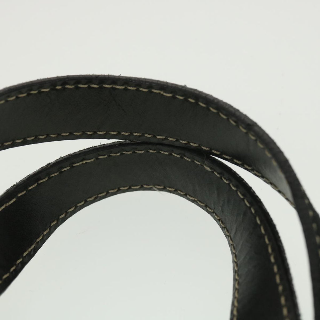 FENDI Zucchino Canvas Shoulder Bag Black Beige 37856